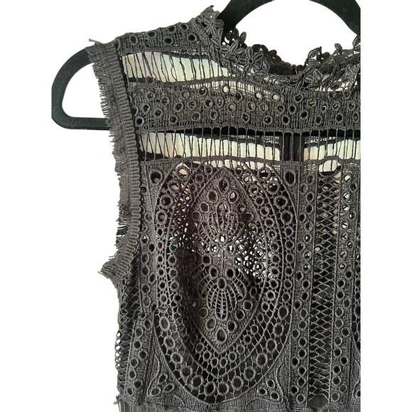 Boohoo Black Sleeveless Lace Midi Dress Mock Neck Fit Flare Elegant Occasion 4 - Picture 3 of 8